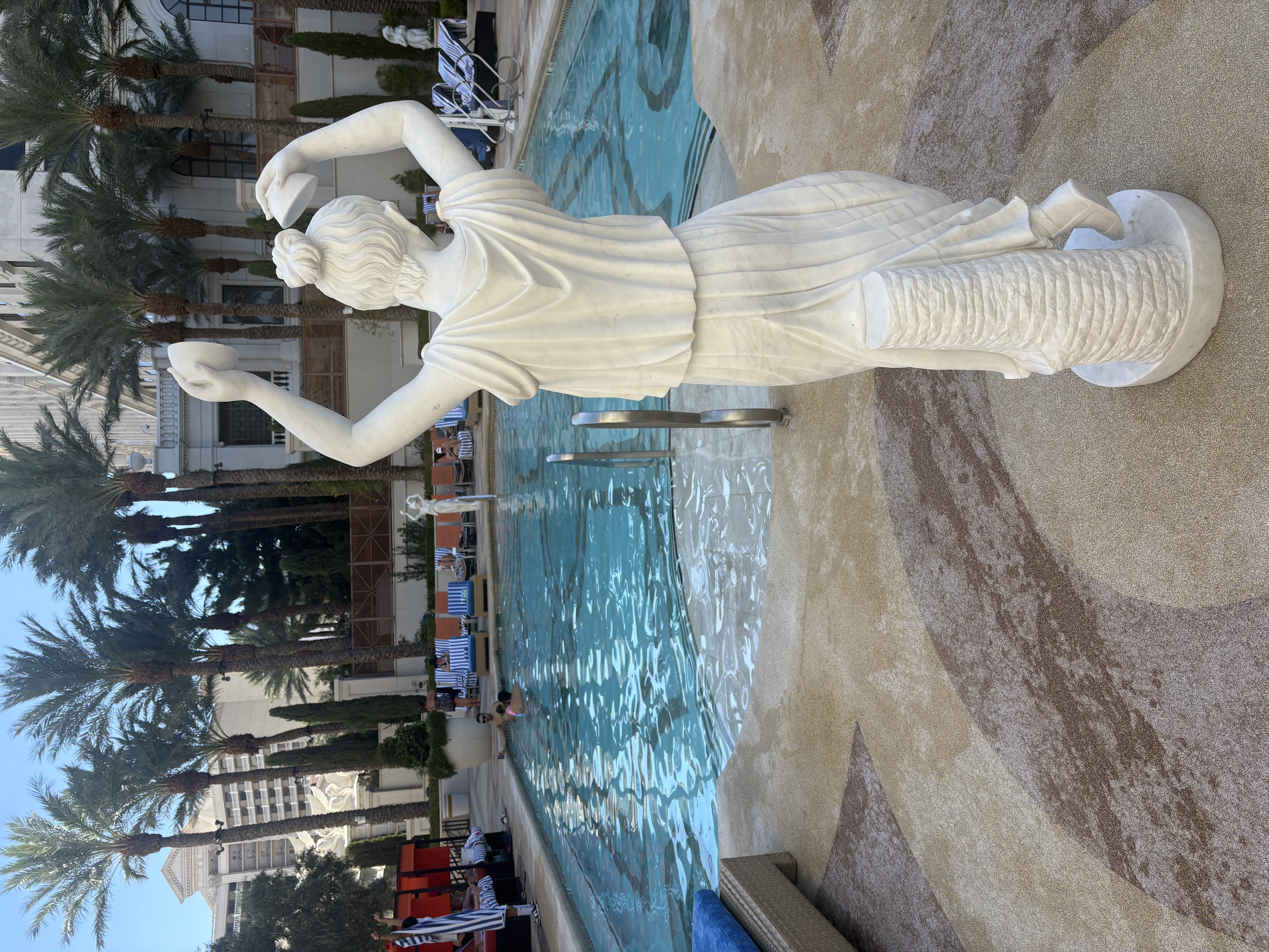 Roman-style marble statue overlooking the Apollo Pool at Caesars Palace, Nobu Hotel